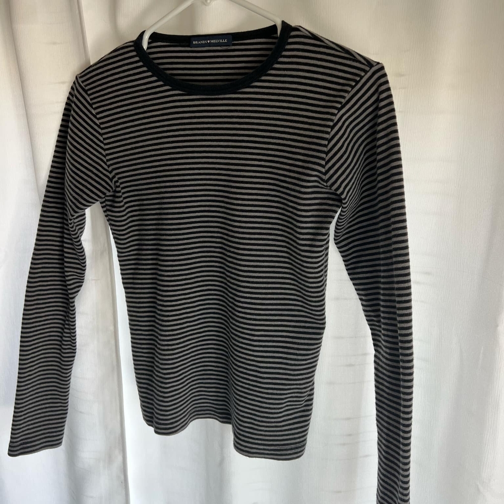 BRANDI MELVILLE Black and White Striped Women's Top